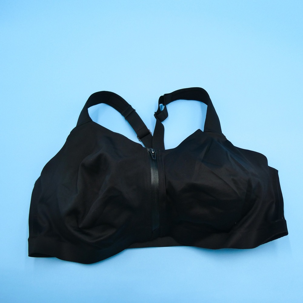 Victoria's Secret Sport Bra Womens 40DD Knockout Black Zip Front Polyamide